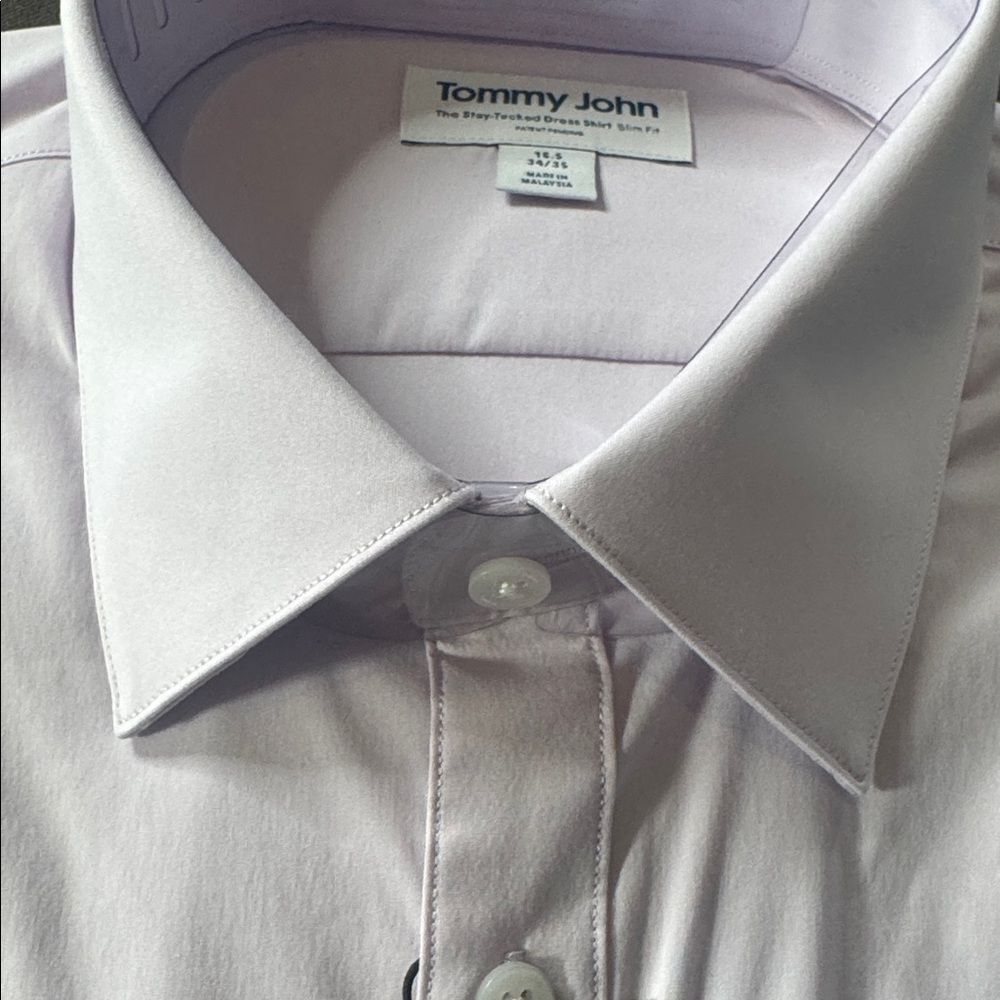 Tommy John Men's Lavender Fog Slim Fit Stay Tucked Dress Shirt Size 16.5 34/35 - Picture 7 of 8